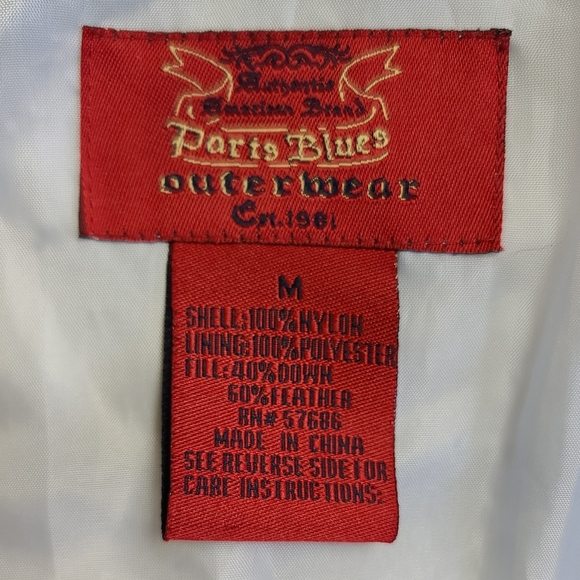 Paris Blues Down/Feather Insulated Hooded Jacket Sz M - Picture 11 of 12